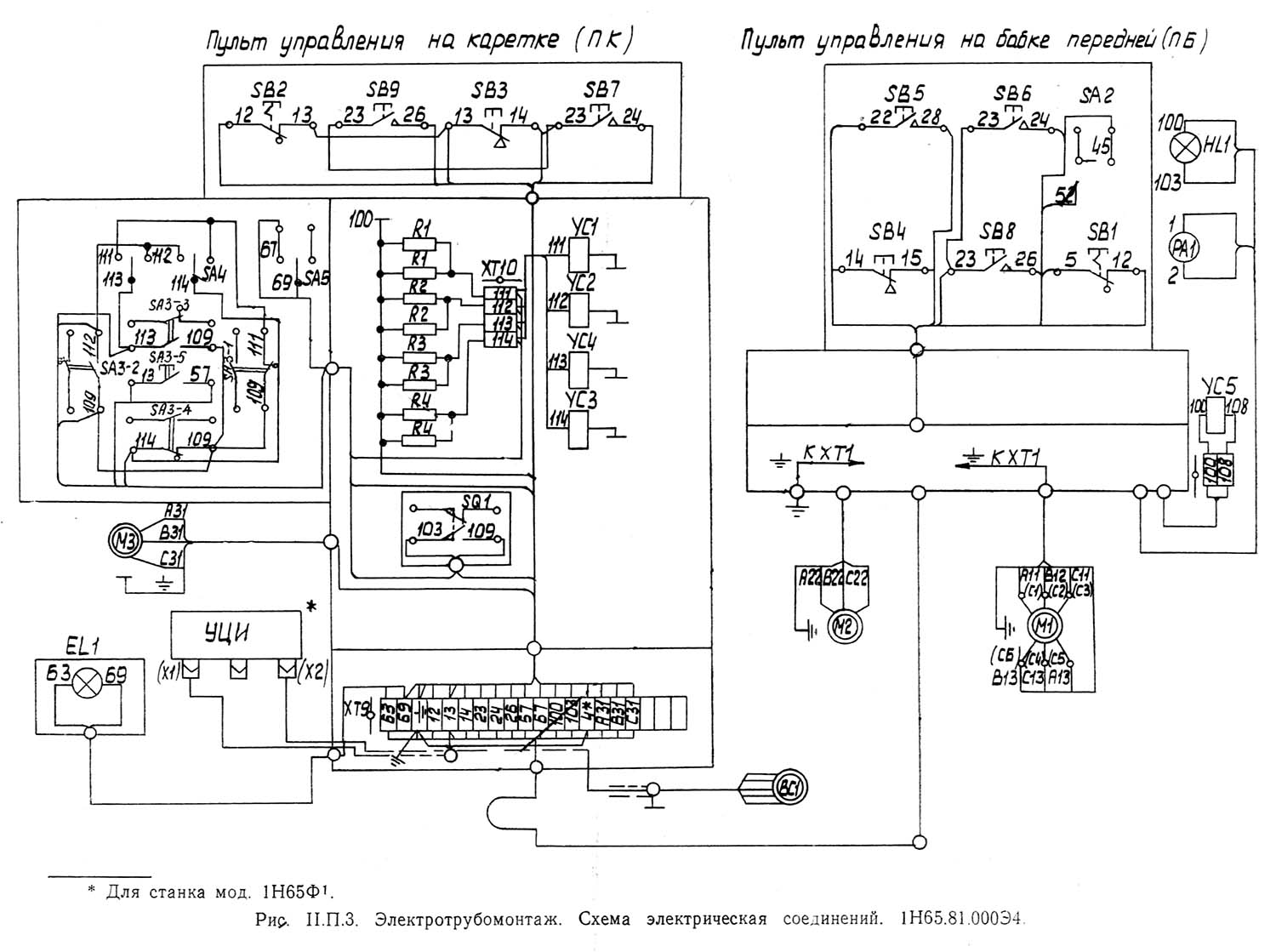 Схема соедимнений токарно-гвинторізного верстата 1Н65 Схема соедимнений токарно-гвинторізного верстата 1Н65